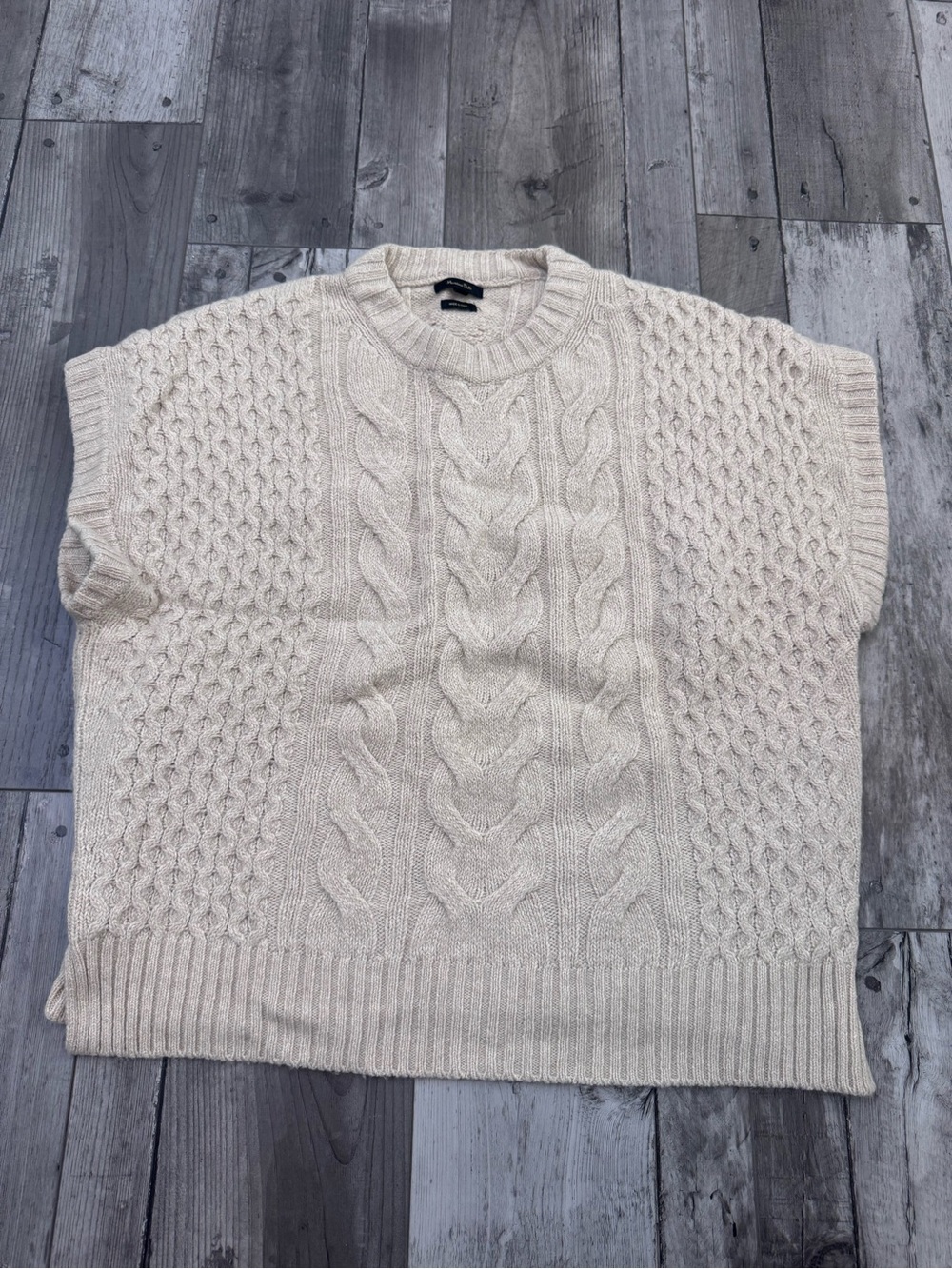 Massimo Dutti Italian Sleeveless Cable Knit Sweater Jumper Women's Wool Blend